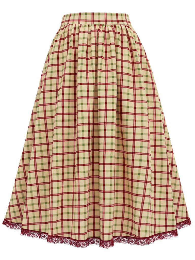 [Prévente] Ensemble à Carreaux Dentelle à Volants Ourlet & Ligne A Années 1940 11