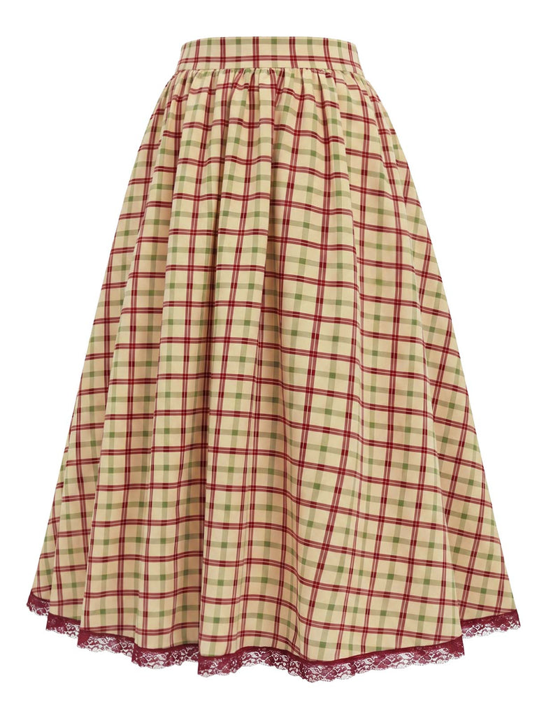 [Prévente] Ensemble à Carreaux Dentelle à Volants Ourlet & Ligne A Années 1940 12