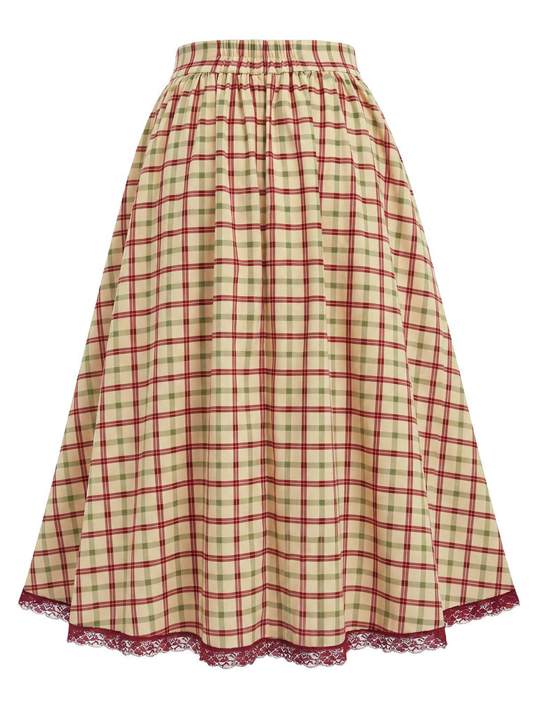 [Prévente] Ensemble à Carreaux Dentelle à Volants Ourlet & Ligne A Années 1940 13