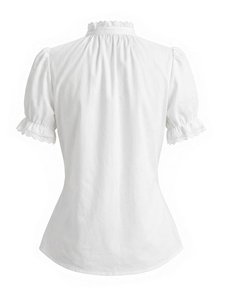 [Prévente] 2PCS Robe Chasuble Verte à Carreaux Dentelle avec Poches & Haut Blanc Années 1950 13