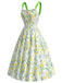 [Prévente] Robe Chartreuse Florale Ruban Vert Contrasté Nœud au Dos Années 1950 3