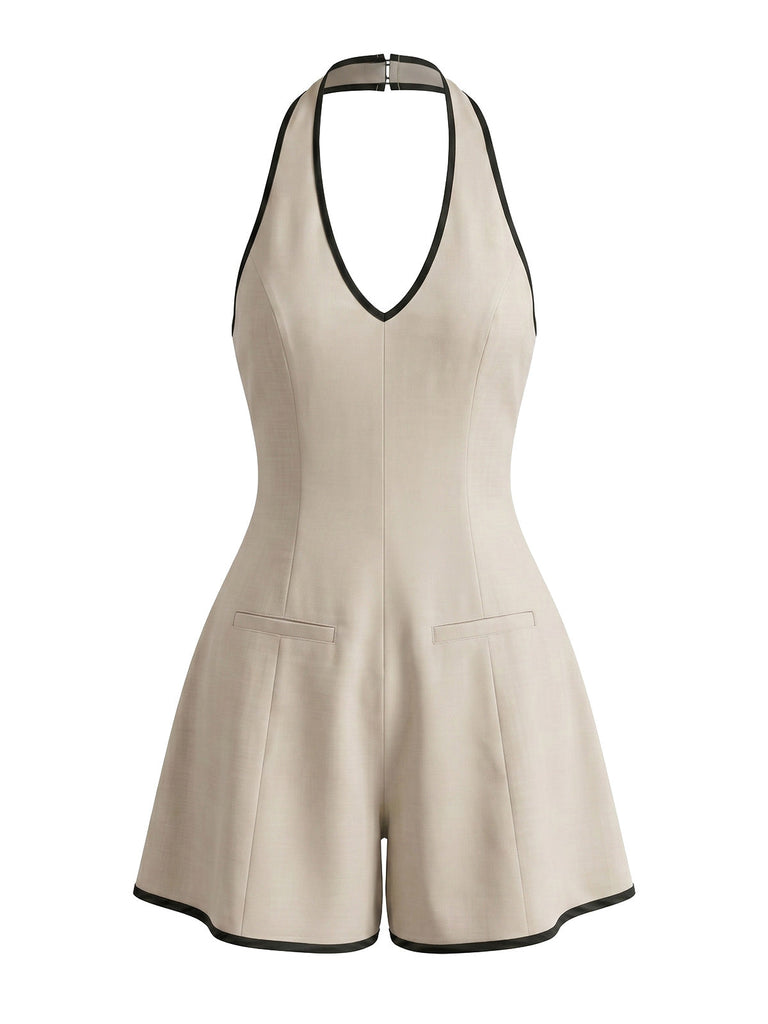 Combishort Beige Dos Nu Dos Nu Binding Années 1960