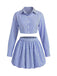 Ensemble Bleu Rayé Crop Chemise & Bubble Mini Années 1960 2