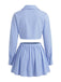 Ensemble Bleu Rayé Crop Chemise & Bubble Mini Années 1960 4