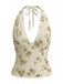 Tops Beige Dos Nu Paillettes Gainant Années 1960