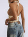 Tops Beige Dos Nu Paillettes Gainant Années 1960 4