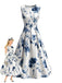 Robe sans manches motif roses et encolure ronde années 1950