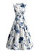 Robe sans manches motif roses et encolure ronde années 1950