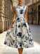 Robe sans manches motif roses et encolure ronde années 1950