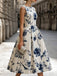 Robe sans manches motif roses et encolure ronde années 1950