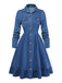 Robe Bleu Revers Boutonné Denim Shirt Années 1950
