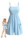 Combishort Uni Col Carré Bretelles Fines Poche Années 1970
