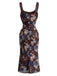 Robe moulante florale en tulle à col carré Années 1930
