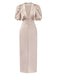 Robe Midi en Satin et Dentelle à Manches Bouffantes Champagne Années 1930