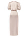 Robe Midi en Satin et Dentelle à Manches Bouffantes Champagne Années 1930