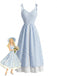 Robe Bleu & Blanc Bretelles Fines Bretelles à Carreaux Boutonné Années 1950