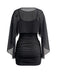 Robe Caraco Moulante Froncée Mini avec Cape Transparente Années 1960 7
