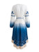 Robe Bleu Floral Ombre Tassel Fringe Boho Années 1970
