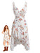 Robe Blanc Petites Fleurs Col V Asymétrique Ourlet Années 1960