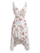 Robe Blanc Petites Fleurs Col V Asymétrique Ourlet Années 1960 2