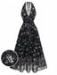 Robe Noir Floral Dos Nu Midi Années 1970