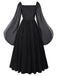 Robe Mousseline Col Carré Basque Taille Années 1940 5