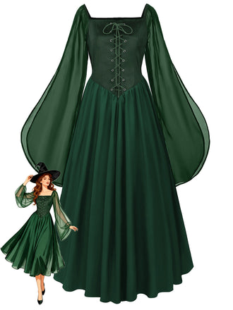 Robe Mousseline Col Carré Basque Taille Années 1940