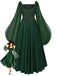 Robe Mousseline Col Carré Basque Taille Années 1940