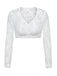 Haut Court Blanc Floral Dentelle Manches Longues Années 1950