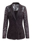 Veste Noire Blazer En Dentelle Col Revers Florale Années 1950