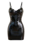 Mini-robe noire fines bretelles irisée et métallisée années 1960