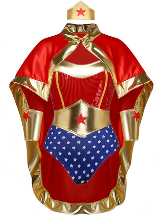 Body et Cape Costume Super-Héroïne à Étoile Rouge Années 1980