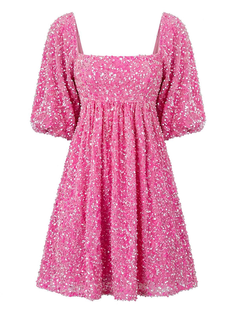Robe Paillettes Manches Bouffantes Dos Nu Années 1960