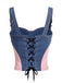 [Prévente] 2PCS Corset Denim Dentelle Bleu & Mini Jupe à Chaîne Années 1950 7