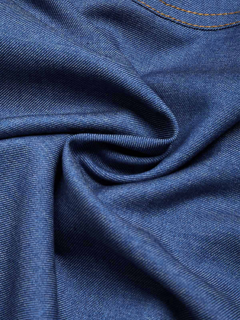 [Prévente] Mini Jupe Bleue Denim Dentelle Détail Chaîne Années 1950 5