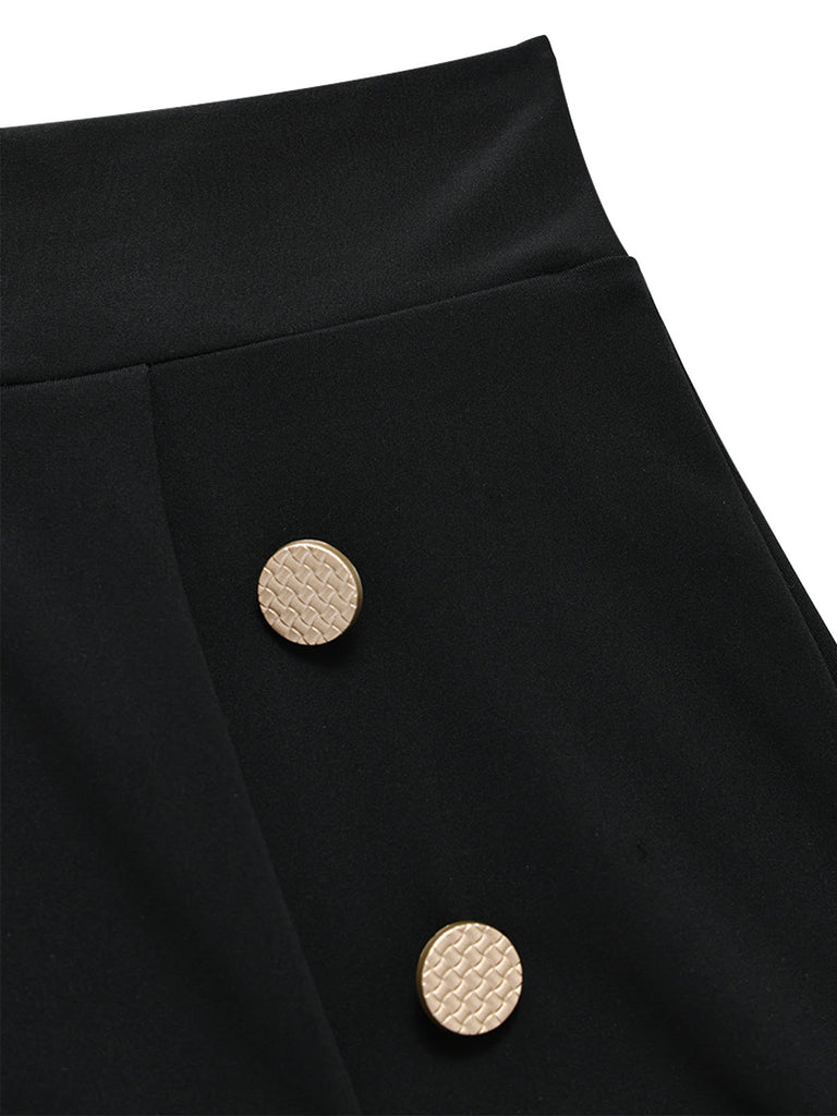 [Prévente] Short Noir Taille Haute Double Boutonnage Années 1950 5