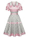 [Prévente] Robe rose en satin à pois, col V et nœud Années 1950