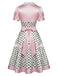 [Prévente] Robe rose en satin à pois, col V et nœud Années 1950