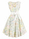 [Prévente] Robe Rockabilly Sans Manches Floral Aquarelle Chartreuse Années 1950