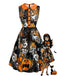 [Prévente] Robe noire Halloween à imprimé et col Claudine Années 1960