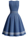 [Prévente] Robe Bleu Contrasté Trim Marin avec Poches Années 1940 3