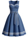[Prévente] Robe Bleu Contrasté Trim Marin avec Poches Années 1940 2