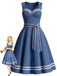 [Prévente] Robe Bleu Contrasté Trim Marin avec Poches Années 1940