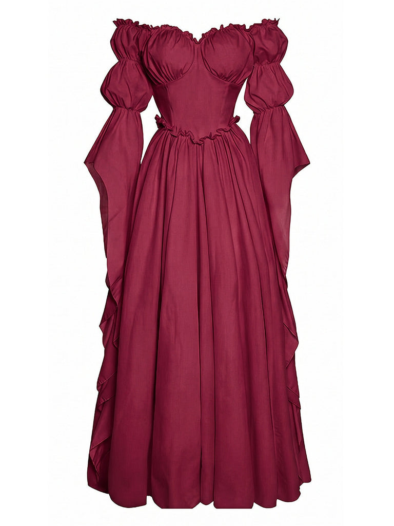 Robe Épaules Dénudées Virago Manche Taille Empire Long Années 1930