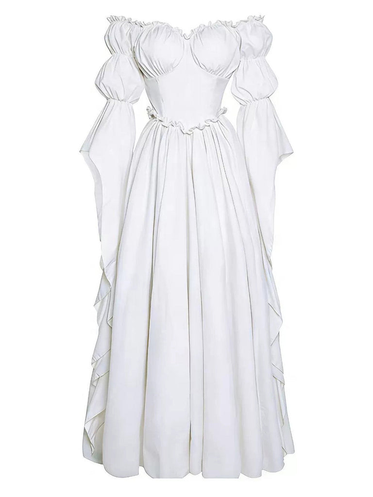 Robe Épaules Dénudées Virago Manche Taille Empire Long Années 1930