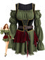 Robe de costume de pirate verte manches virago années 1960
