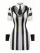 Robe Fourreau Noire & Blanche Rayée Années 1960