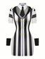 Robe fourreau rayée noir et blanc années 60