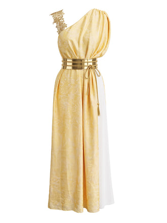 Robe Déesse Grecque Athéna à Une Épaule Abricot Années 1930