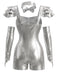 Ensemble body argenté métallique brillant et futuriste d’Halloween années 1950